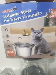 tomxcute Stainless Steel Pet Water Fountain 3.2L 108 oz SUS304 w/ Pump Filters