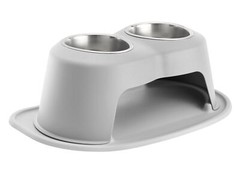 Pet Feeding System by WeatherTech Double High Stand for Dog/ Cat in Light Grey