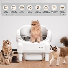 Self Cleaning Cat Litter Box Open Top Automatic Litter Box With App Control