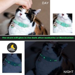Baeuppit 2PCS Breakaway Cat Collars with Bell Neck 7.9-13.0 in, Black&Teal
