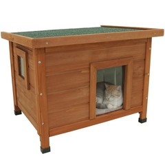 Outdoor Cat House Waterproof Wood Shelter for Cats Rabbits Dogs