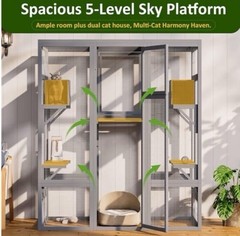 New 70 Inch Catio Outdoor Cat Enclosure, Large Cat House for Outdoor Cats