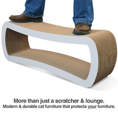 PetFusion Jumbo Cat Scratcher Lounge, White. 39 x 11 x 14 inch 4 Cardboard Sc…