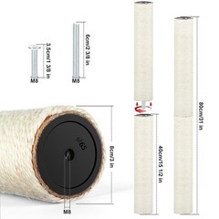 PETUOL 4 PCS M8 Cat Scratching Post Replacement, 15.7 x 3.1 40cm, M8+White01