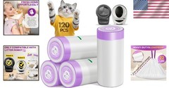 120 Pack Litter Robot 4 Waste Bags, Drawstring Litter Box Liners, Cat Litter …