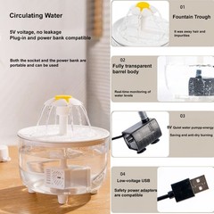 Cat Water Fountain Transparent Automatic Dog Cat Fountain Circulating Water Bowl