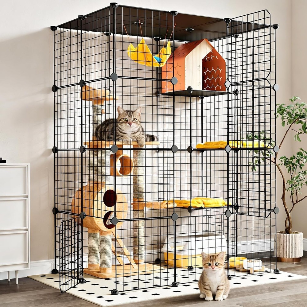 Oneluck Extra Large Cat Cage 55 Inch 4-Tier Catio DIY Enclosure