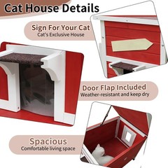 Outdoor Cat Shelter with Escape Door Rainproof Outside Kitty House