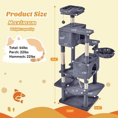 DUMOS Large 66 Inch Cat Tree Tower Multi Level Climbing Furniture