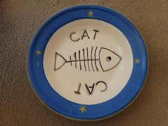 NEW Pair of Enameled Metal Cat Food – Water Dishes – Paris France Cote D’Ivoire