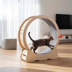 Cat Exercise Wheel Large – Wooden Treadmill for Indoor Cat Toy with Low Noise