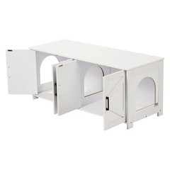 Cat Litter Management Cabinet 47.2×18.5×19.7in Double Compartment White