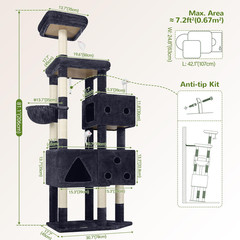 Extra Large Cat Tower, 81-Inch Tall Cat Tree for Big Cats 20 Lbs, XXL Heavy Duty