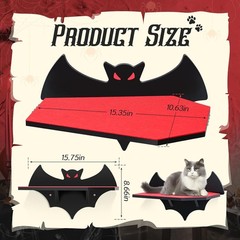 Cat Shelves Wall Halloween Bat Floating Gothic Bed W/ Coffin Scratching Board