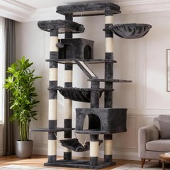 Cat Tree 71-Inch-Tall Tower Indoor Cats W/ 2 Perches 2 Big Condos 2 Hammocks