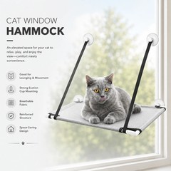Cat Window Hammock Hanging Bed Suction Cup Mount Indoor Pet Seat – Light Grey