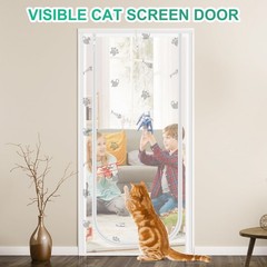 Cat Pet Mesh Screen Door Bilateral Zipper Fits 36×80 Inch Door Size White