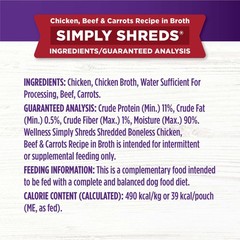 Wellness Bowl Boosters Simply Shreds Wet Dog 0.23 Ounce (Pack of 12), Chicken