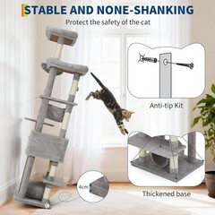 74″ Large Cat Tree for Big Cat Multi-Level Tower w/ Scratching Post Condo Perch