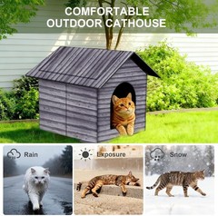 Semi-Enclosed Waterproof Cat House for Cats & Dogs – Easy Assembly, Medium Size