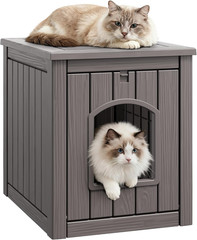 Cat Houses for Outdoor Cats, Outdoor Cat House Weatherproof with Sturdy Resin Ma