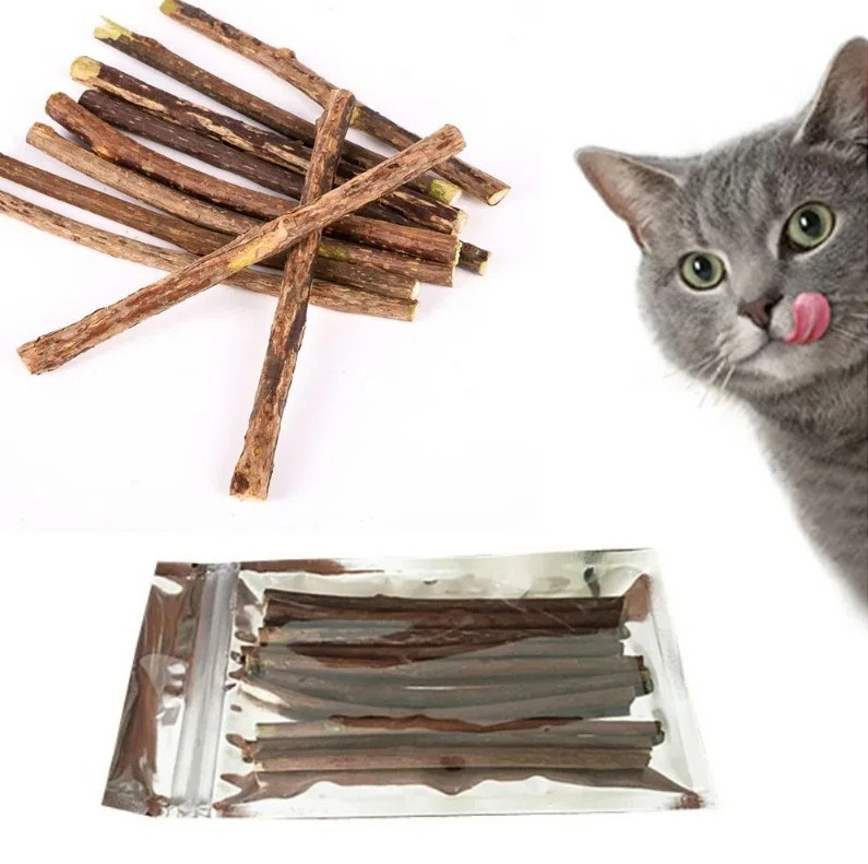 20pcs Natural Catnip Woodruff Chew Sticks Cat Teeth Cleaning Toy Set – NEW
