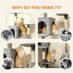 PawHut Multi-Level Cat Tree with 2 Condos, 80″ Tall Cat Tower for Indoor