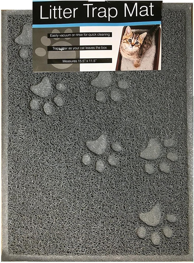 Cat Litter Catcher Mat Non Slip Rubberized Paw Cleaning 15.75 X 12 Gray