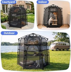 Catio Outdoor Cat Enclosure Pop up Cat Tower Tent Cat Playpen w/Breathable Mesh