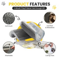 2PCS Self-cleaning Cat Brush Massage Comb Shaver Soft Pet Grooming Brush Toy USA