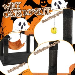 Halloween Gothic Cat Scratching Post Activity 23-50in Indoor House for Holiday