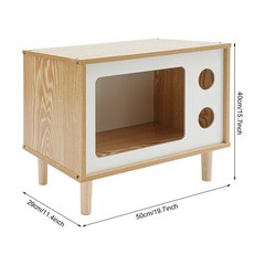 50*29*40cm Wood Cat House TV Shaped Cat Cabinet Nightstand Cat Shelter Load 75kg