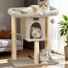 Cat Tree Tower Scratching Post for Indoor Large Cats, 28 Inches, Light Grey 1