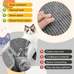 Cat Scratcher Mat 31.5×19.7in Sisal Carpet Pad Couch Protector Gray Adhesive