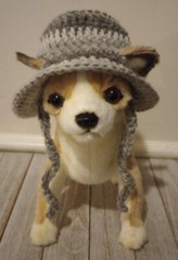 crochet handmade pet dog cat hat bucket xs small breed fading gray new