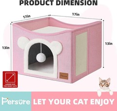 Indoor Cat House Bed Foldable Multifunction Cat Cave and Scratching Board (Large