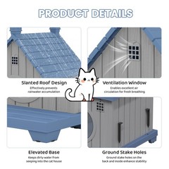 Cat House Outdoor, Resin Cat Houses for Outdoor Indoor Cats, Outdoor Cat Hous…