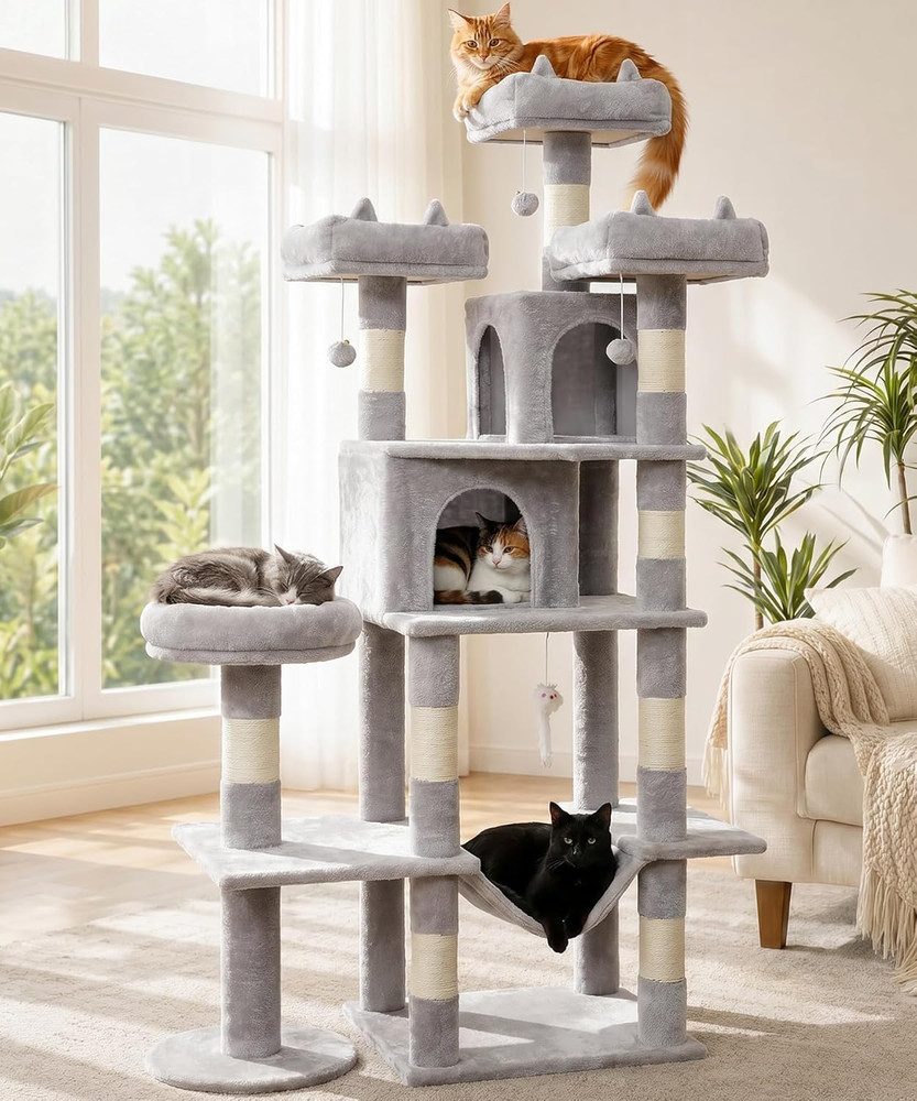 Heavy Duty Cat Tree for Indoor Cat, 71 Inch Large Cat Tower with Scratching Post
