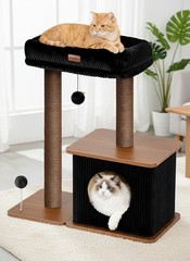 Modern Cat Tree for Indoor Cats, Nordic Loft Style, Wooden Cat Tower with Sis…