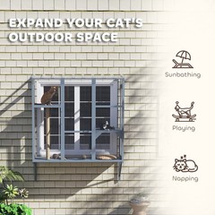 PawHut Catio Outdoor, Cat Window Catio for 2-3 Cats, for Playing Sunbathing