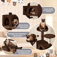 54in Cat Tree Tower Condo Cat Furniture with Scratching Post Kittens Pet House
