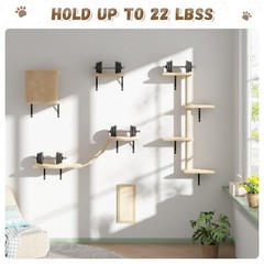 COZIWOW 5 Pcs Wall-Mounted Cat Climber Set Wood Indoor Cat Furniture Cat Shelves