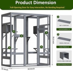 New 70 Inch Catio Outdoor Cat Enclosure, Large Cat House for Outdoor Cats