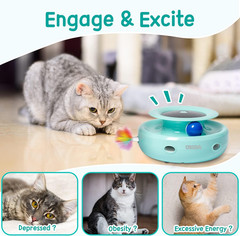 Cat Toys 2-In-1 Interactive Cat Toys for Indoor Cats, Automatic Cat Toy Balls, M