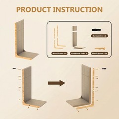 3-Pack Cardboard Cat Scratcher for Indoor Cats, 23 Inch L Shaped Vertical Cat…