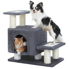 PAWZ Road Small Cat Tree Tower for Large Adult Cat with Wide Top Perch Condo 27″