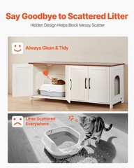 Enclosed Cat Toilet Cabinet 47.2×17.7×19.7in Dual Access 4 Hinged Doors