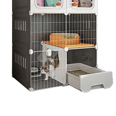 Integrated Cat House Hammock Cat Crate Indoor Catio Indoor Pet Cat House (Grey)