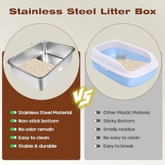 Stainless Steel Cat Litter Box High Sided Cat Litter Pan Metal Kitten Litter