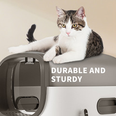 Large Fully Enclosed Stainless Steel Cat Litter Box Hooded Easy Clean Odor Gray
